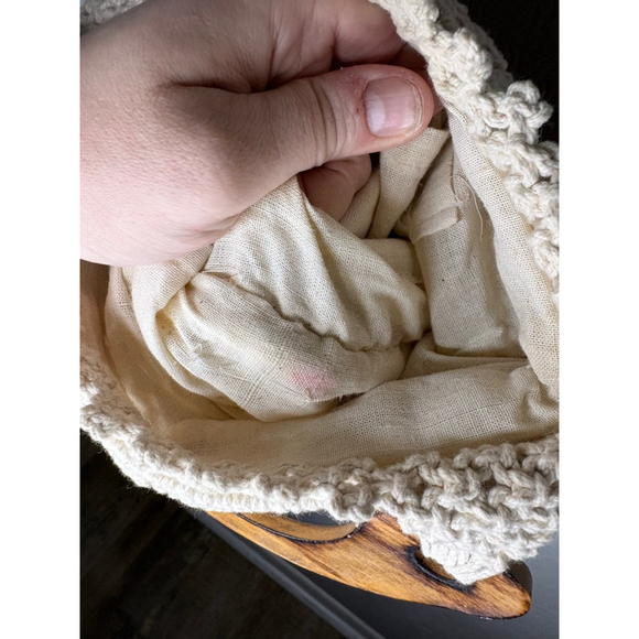 Vintage Boho Macrame Bag with Wooden Handle MCI - Picture 5 of 5